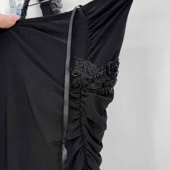 Taboo 90s Y2k Black Ruched Lace One Shoulder Vintage Mini Formal Dress XL - Picture 11 of 13